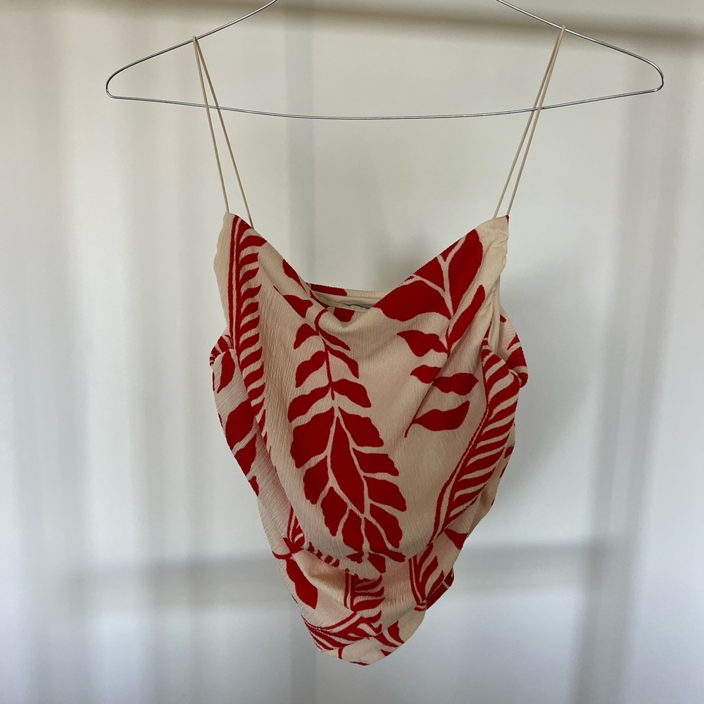 H&M Red and Cream Patterned Cami Top